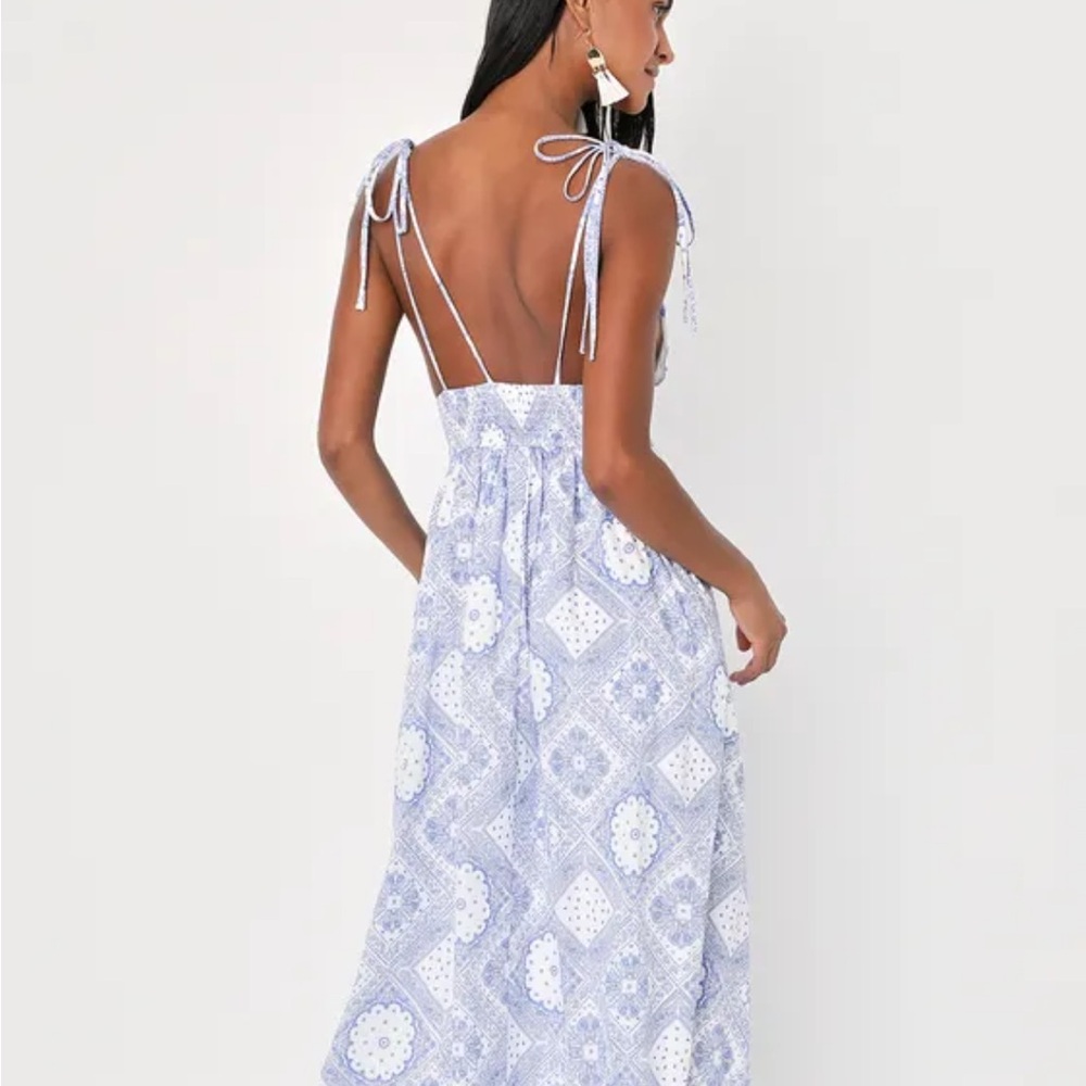 Lulu's Blue and White Sleeveless Maxi Sundress - Picture 2 of 7